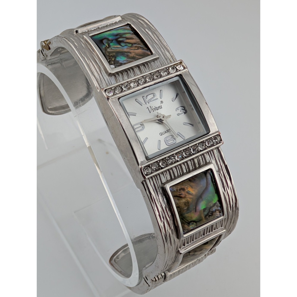 Vivani Watch Women 20mm Case Abalone Accented Cuff Band- New Battery